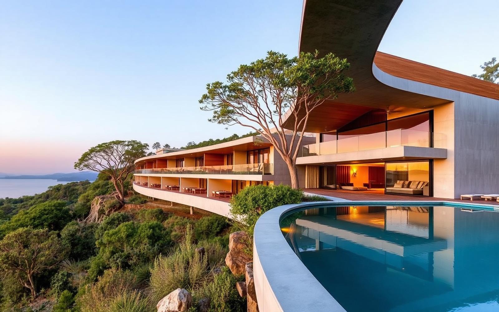 Edravon Hospitality — Arquitetura horizontal integrada à paisagem.